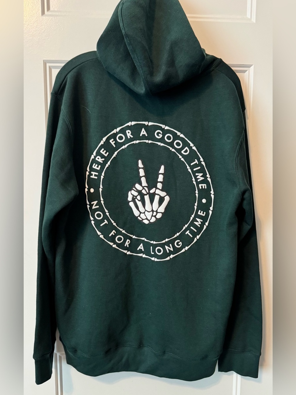 Eighty Eight Brand Here for a Good Time Skeleton Graphic Zip Up Hoodie Large